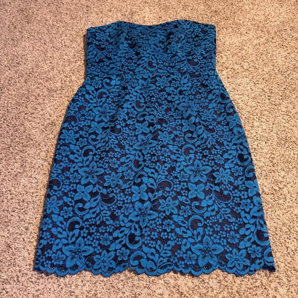 Shoshanna Lace Overlay Strapless Dress- 8 - Picture 1 of 8